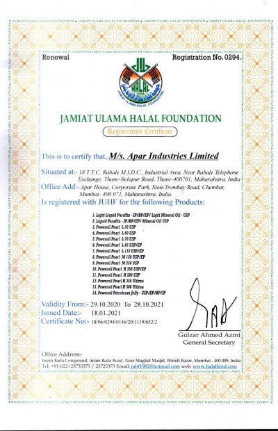 HALAL Certificate - Valid Till - 28.10.2021